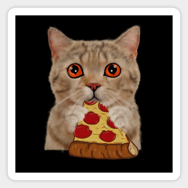 Cute Cat Eating Pizza Magnet by logiamerch